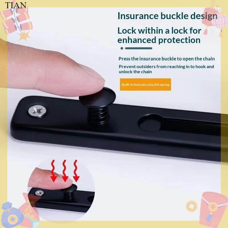 Security Chain Door - Catena per porta con serratura, catena